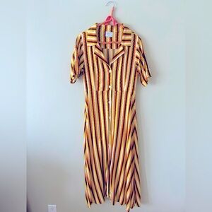 70s print button down midi